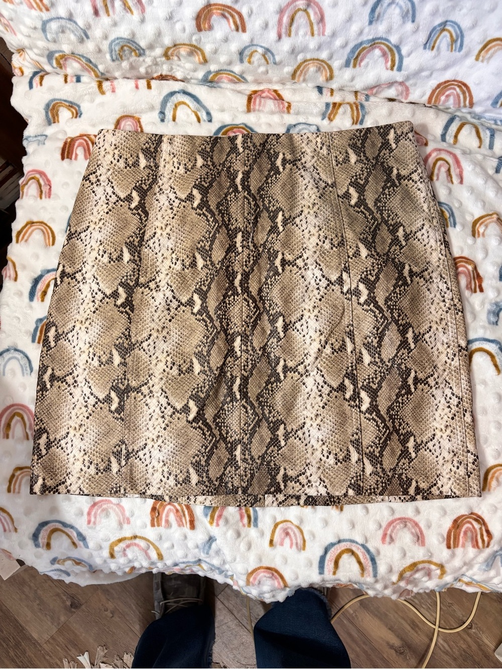 Wild Honey Snake-Print Mini Skirt in Neutral Brown Med.
